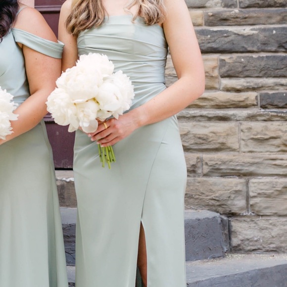 Azazie Sheath Strapless Stretch Satin Floor-Length Dress - Picture 4 of 5